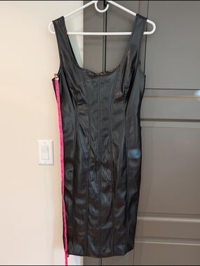 Tart Collections Black Faux Leather Midi Dress